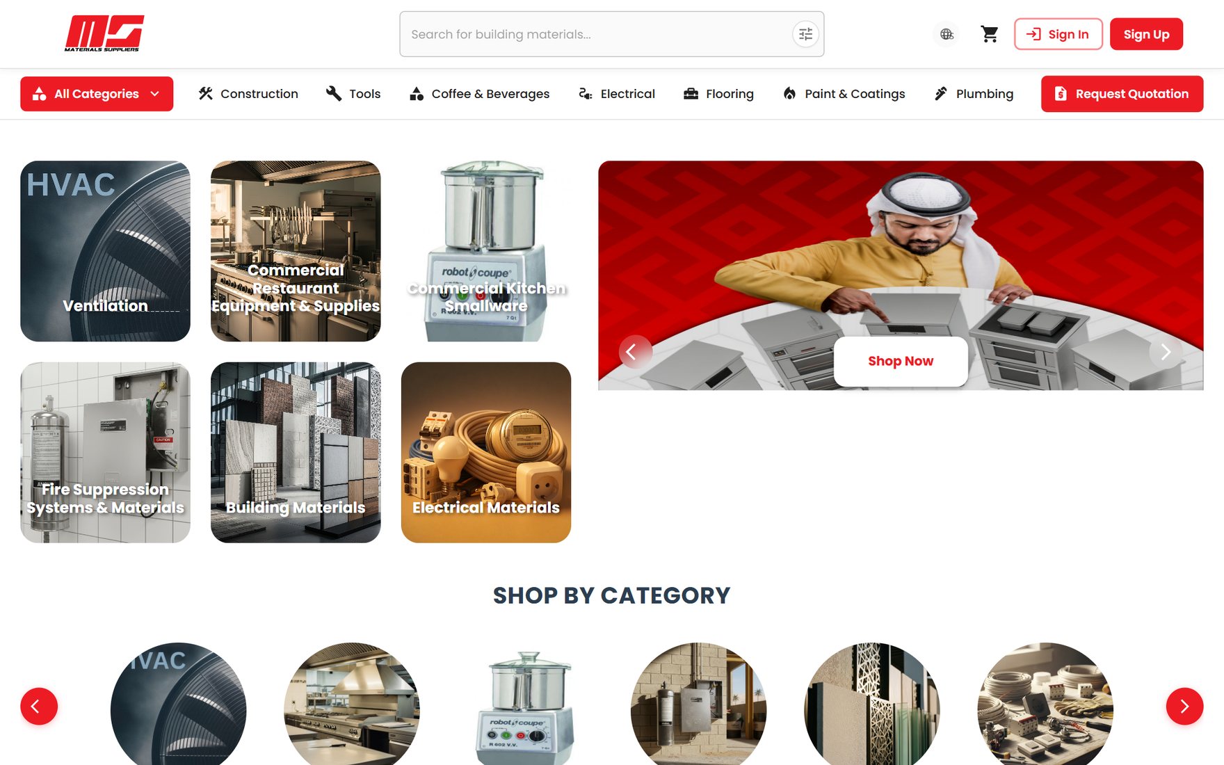 Materials Suppliers B2B marketplace storefront
