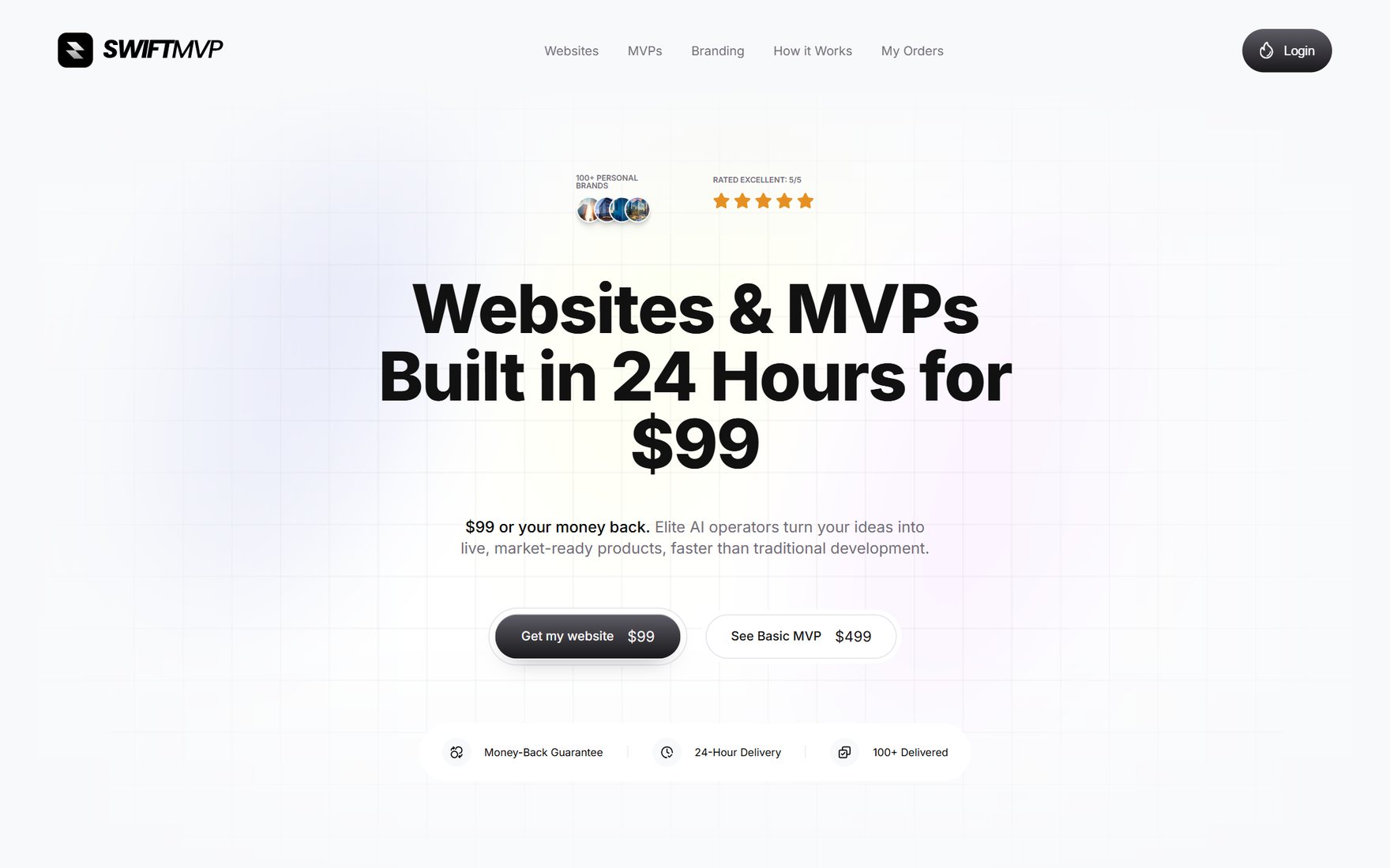 Swift MVP productised web-design agency landing page